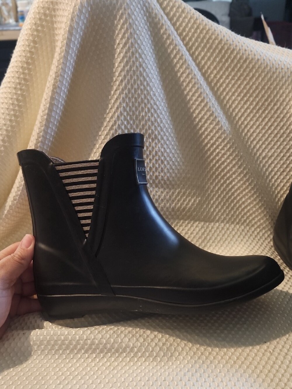 London Fog Black Matte Ankle Rain Boots - Picture 3 of 11
